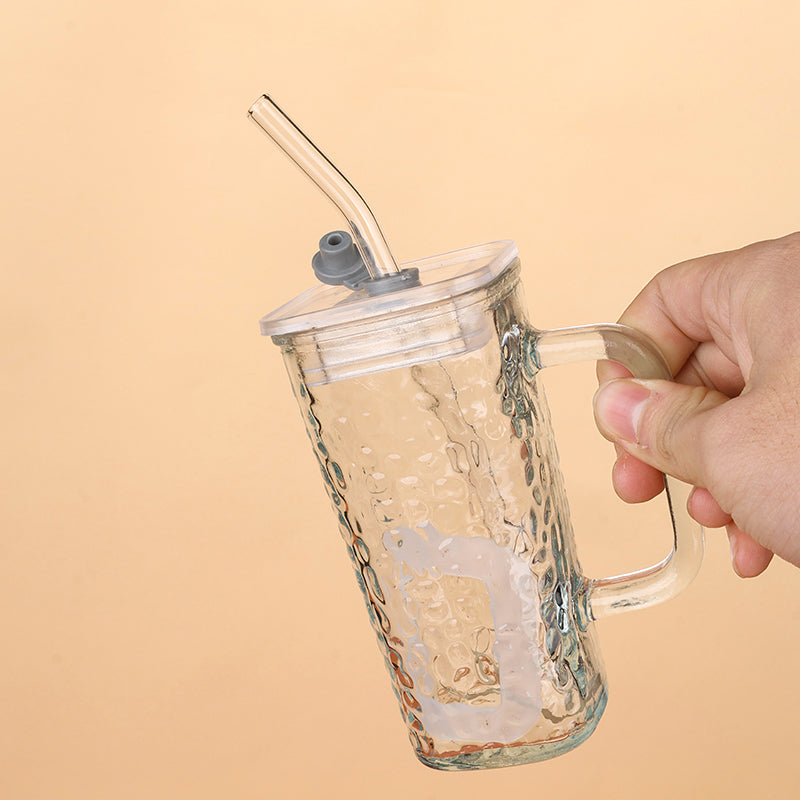 Vaso de vidrio con asa y sorbete (260ml) - CHO-1090