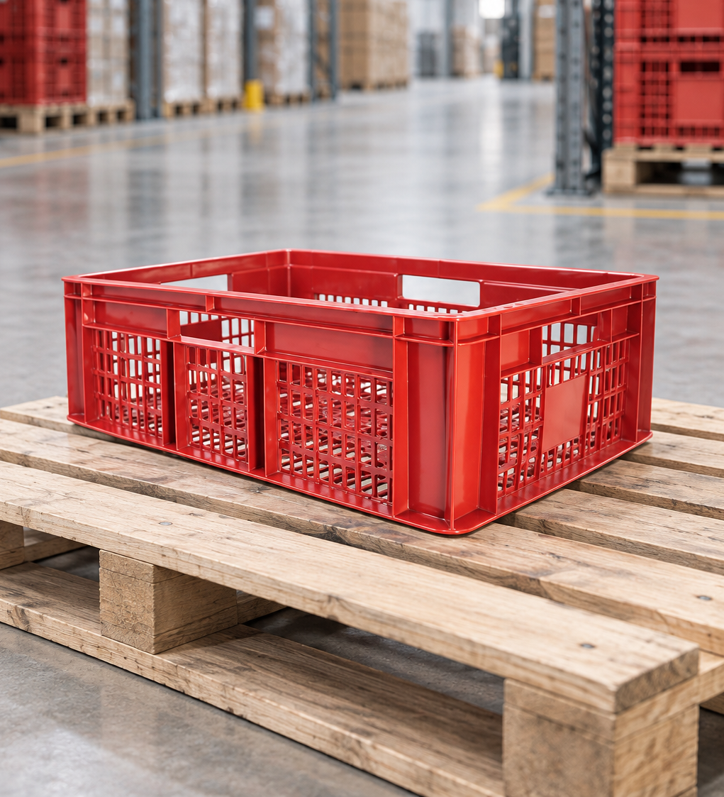 Gaveta industrial calada de plástico para almacenamiento y transporte